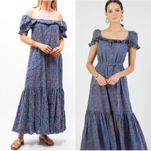 Mirth M Provence Dress in Blue Flower Field